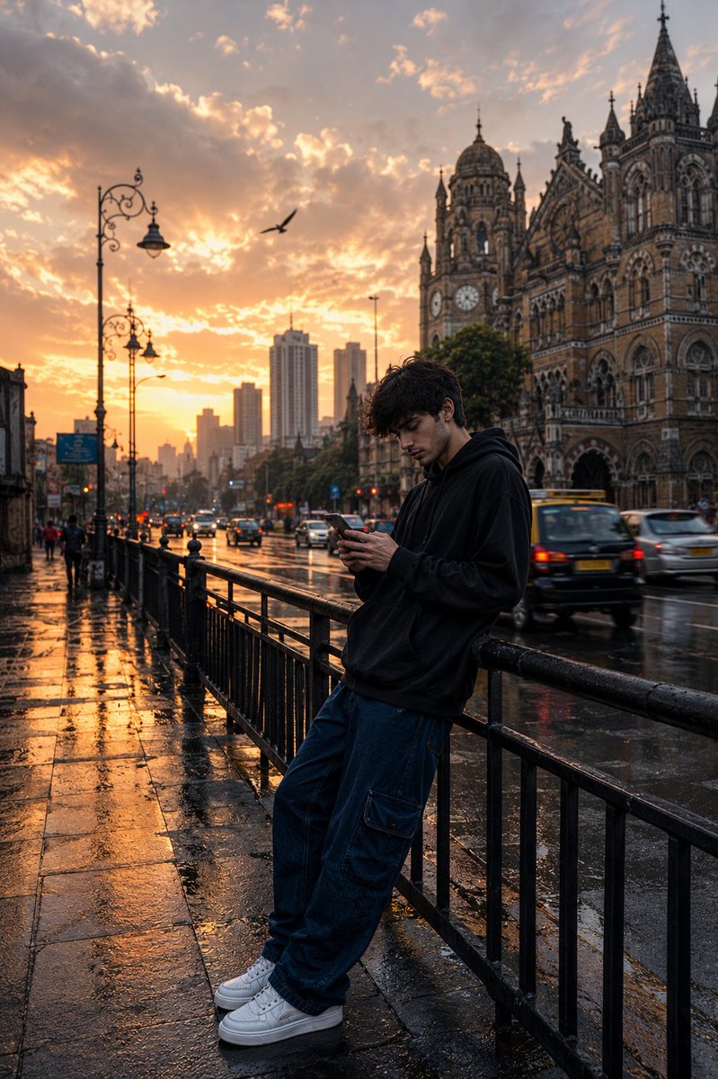 Rainy Street Golden Portrait
