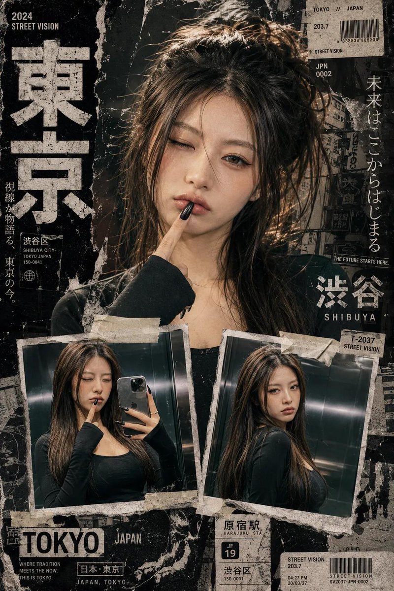 Y2K Japanese Street Collage Poster
