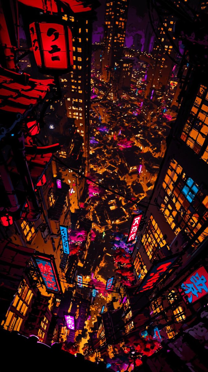 Surreal Japanese Futuristic City Illustration