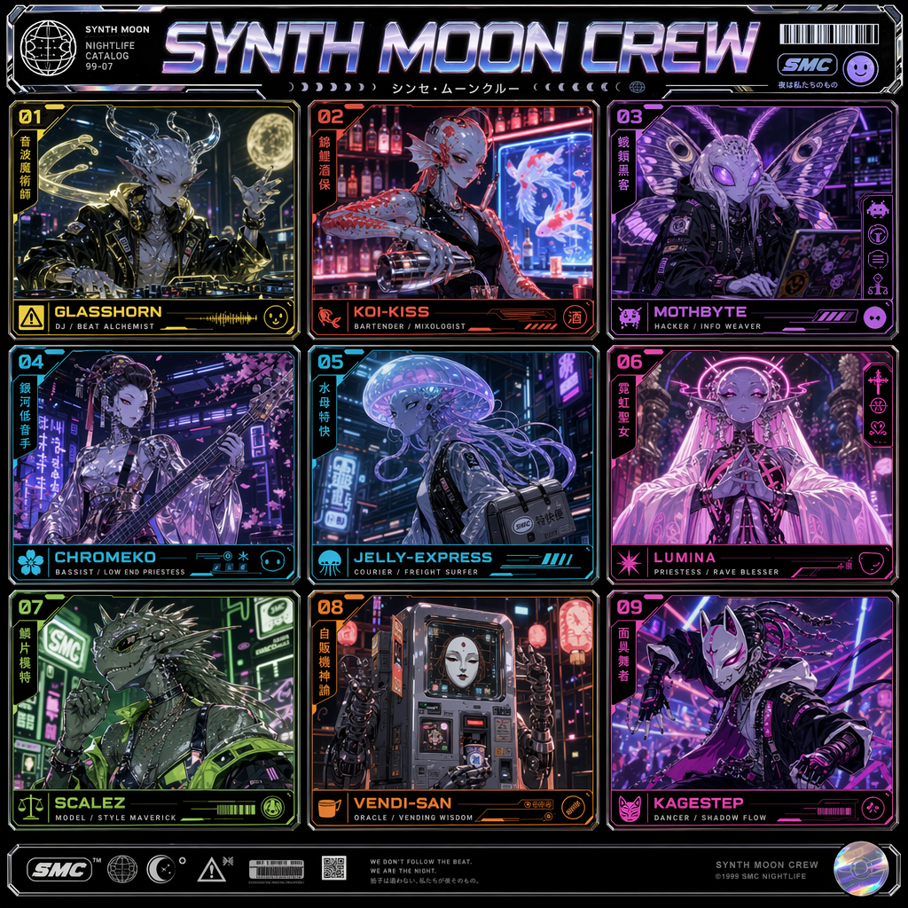 Synth Moon Crew alien nightlife grid