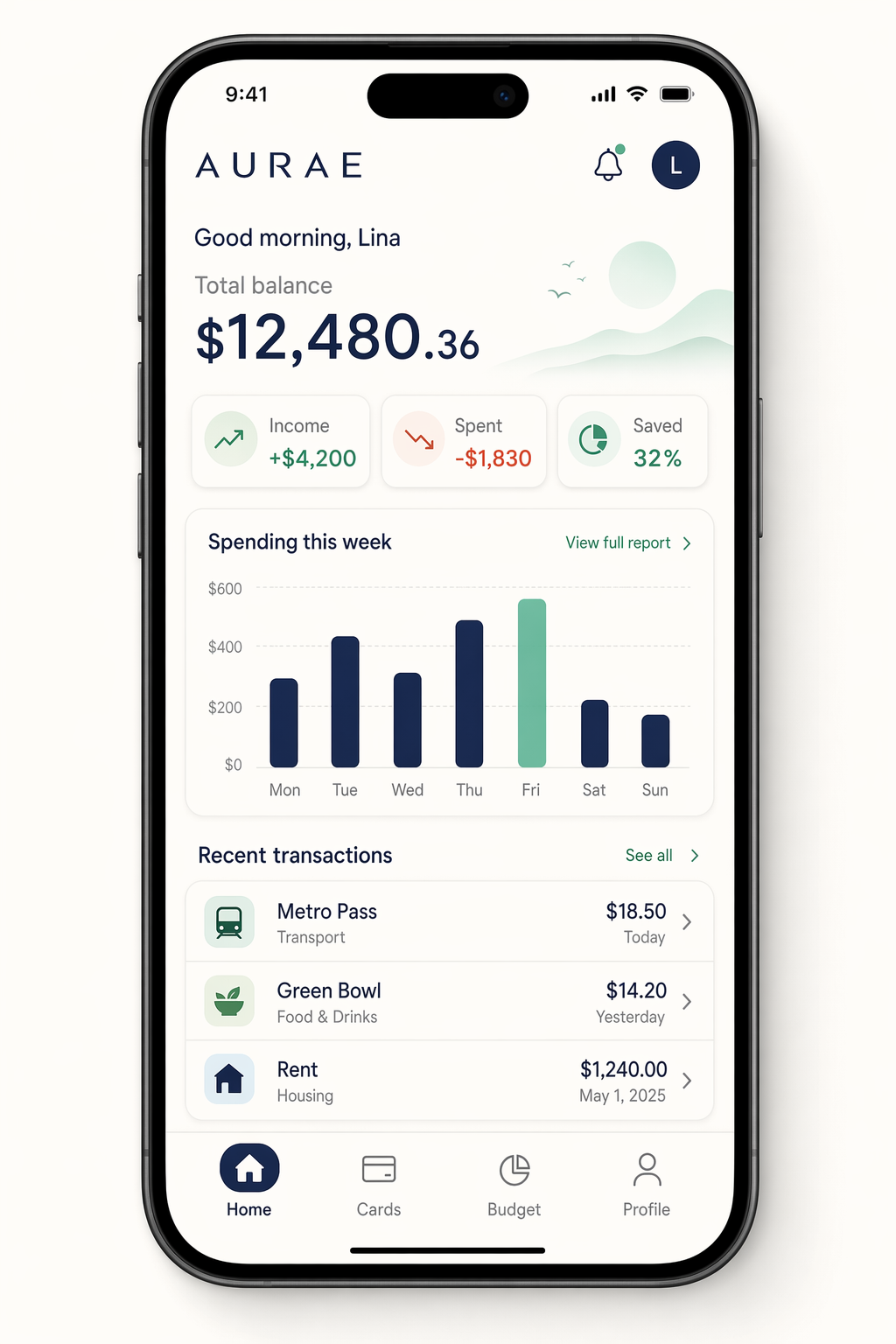 Mobile Budgeting App Mockup