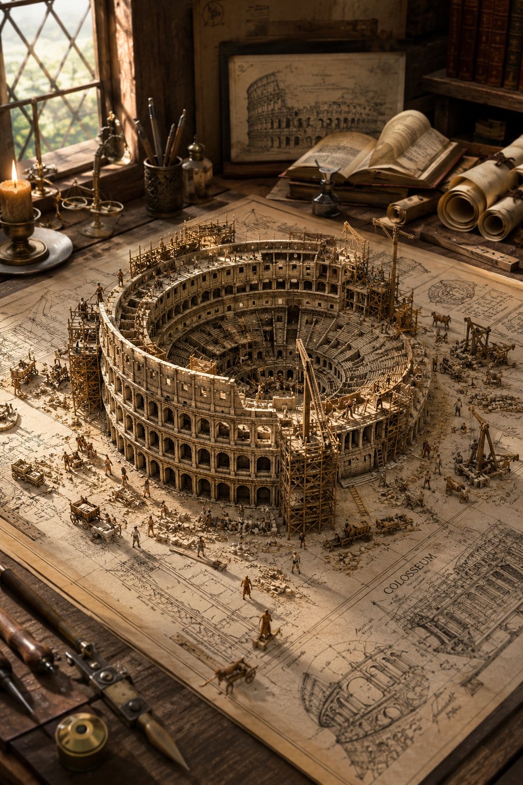 建筑蓝图上的古文明建造微缩景观 2