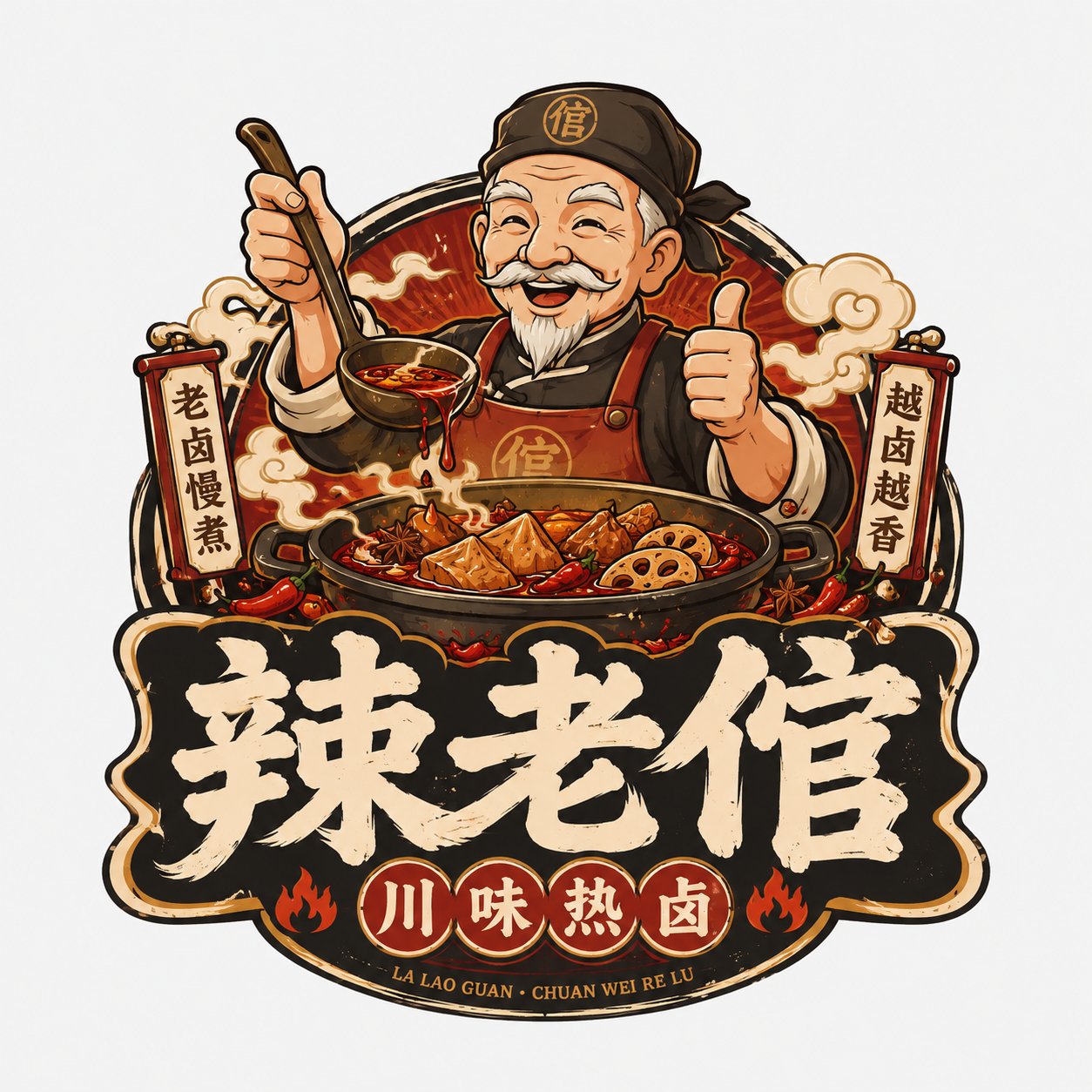 国潮美食角色徽章标志设计 2
