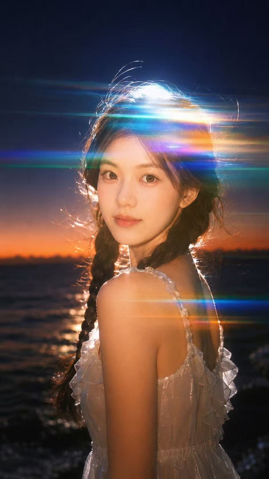 梦幻彩虹光漏电影感夜晚人像 2