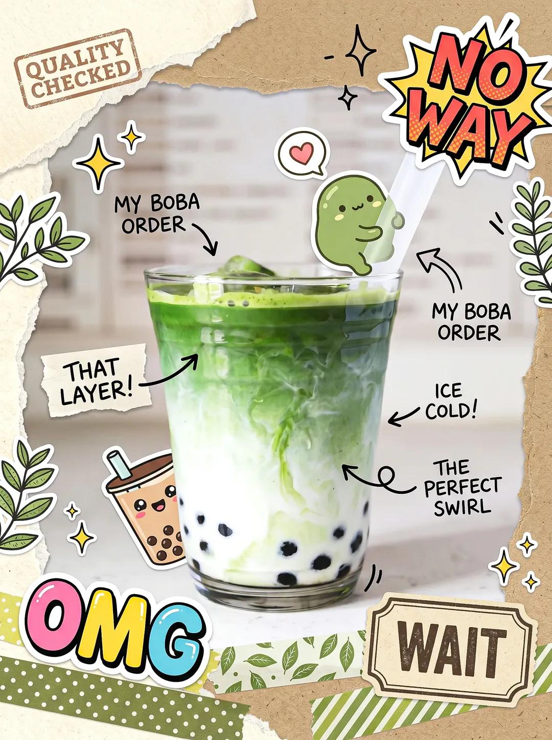 可爱抹茶拿铁手账风海报 2