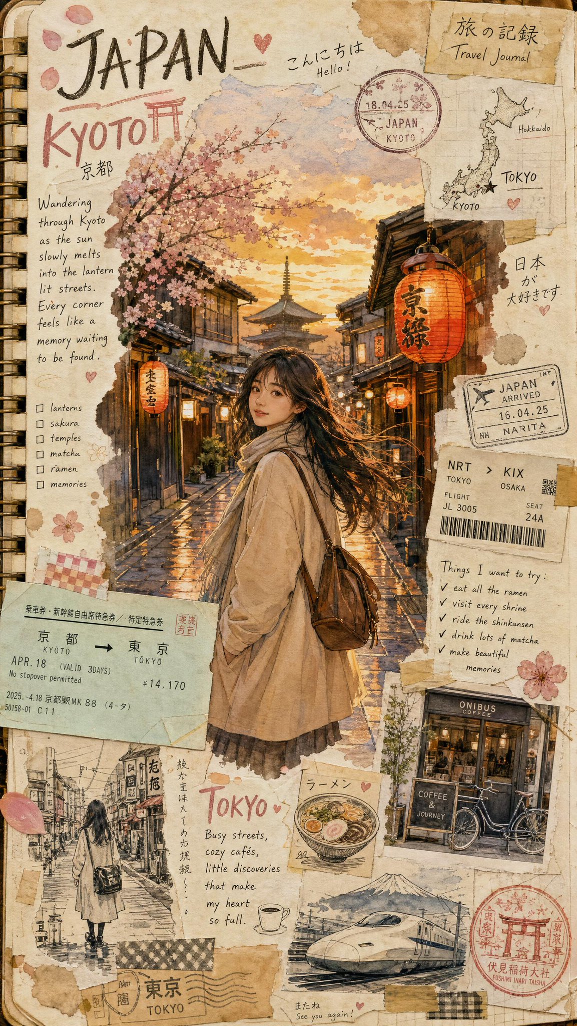 梦幻美国旅行手账手绘插画 2