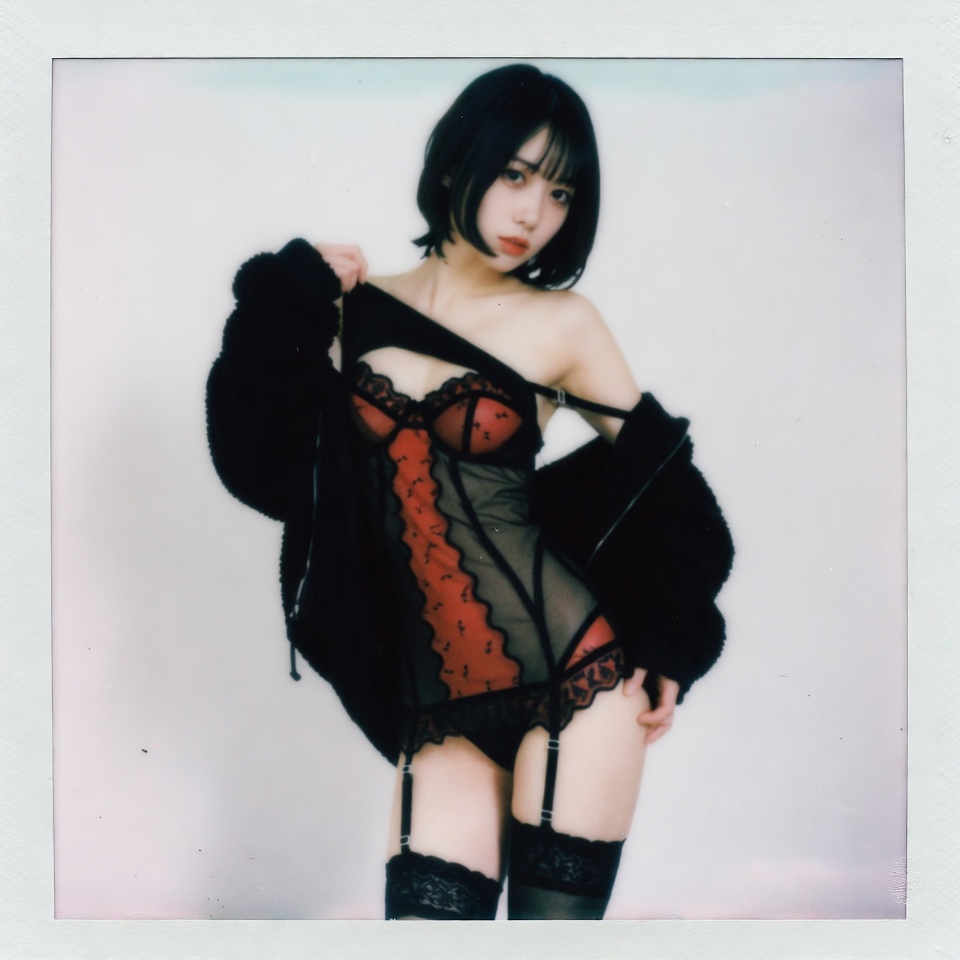 黑色毛绒外套优雅日韩女性人像 2