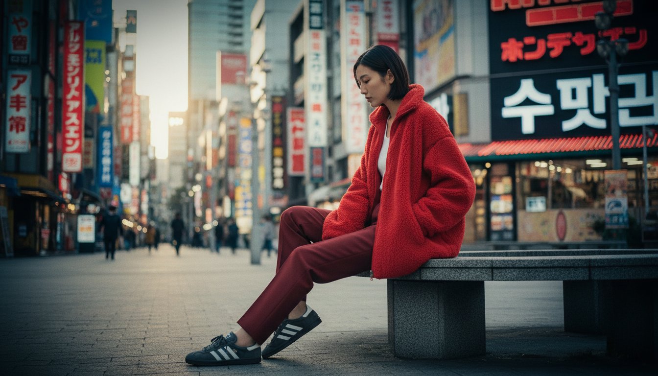 歌舞伎町红衣优雅日韩女性全身照 2