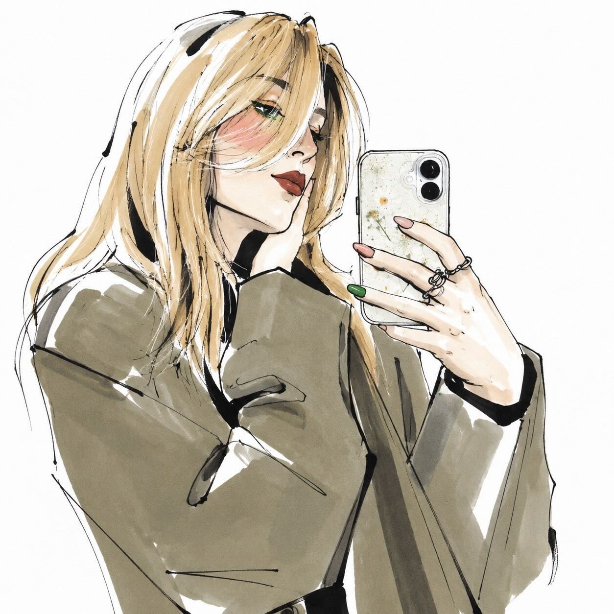 廓形西装金发美女时尚插画 2