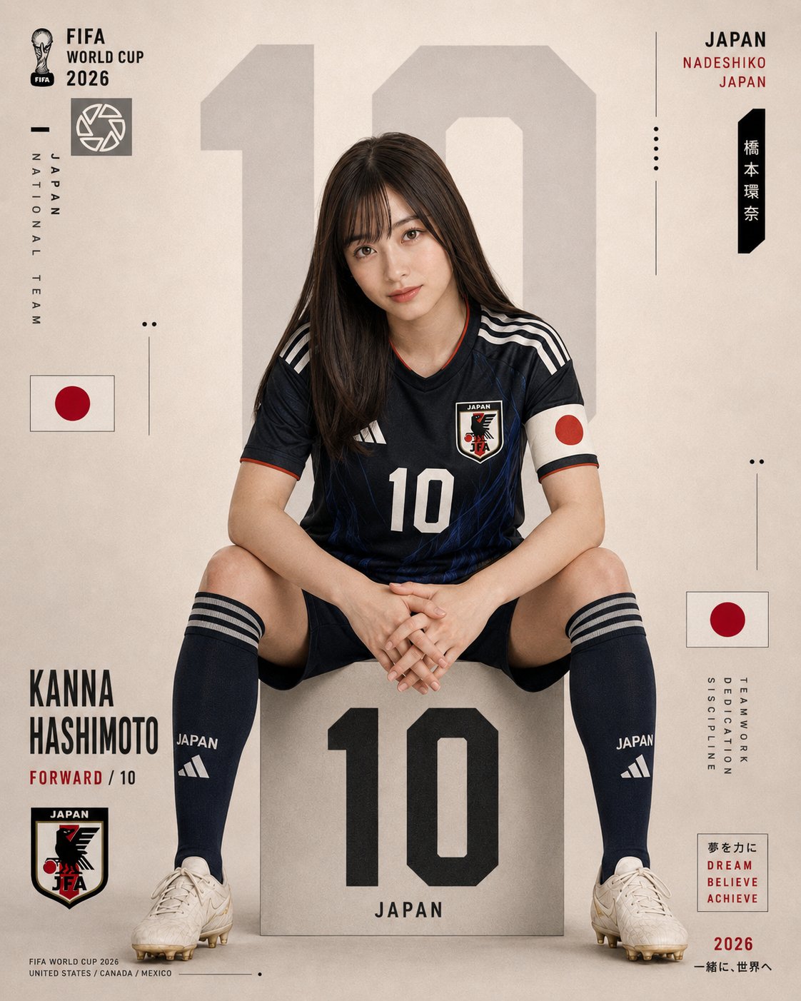 2026世界杯日本国家队球员体育摄影海报