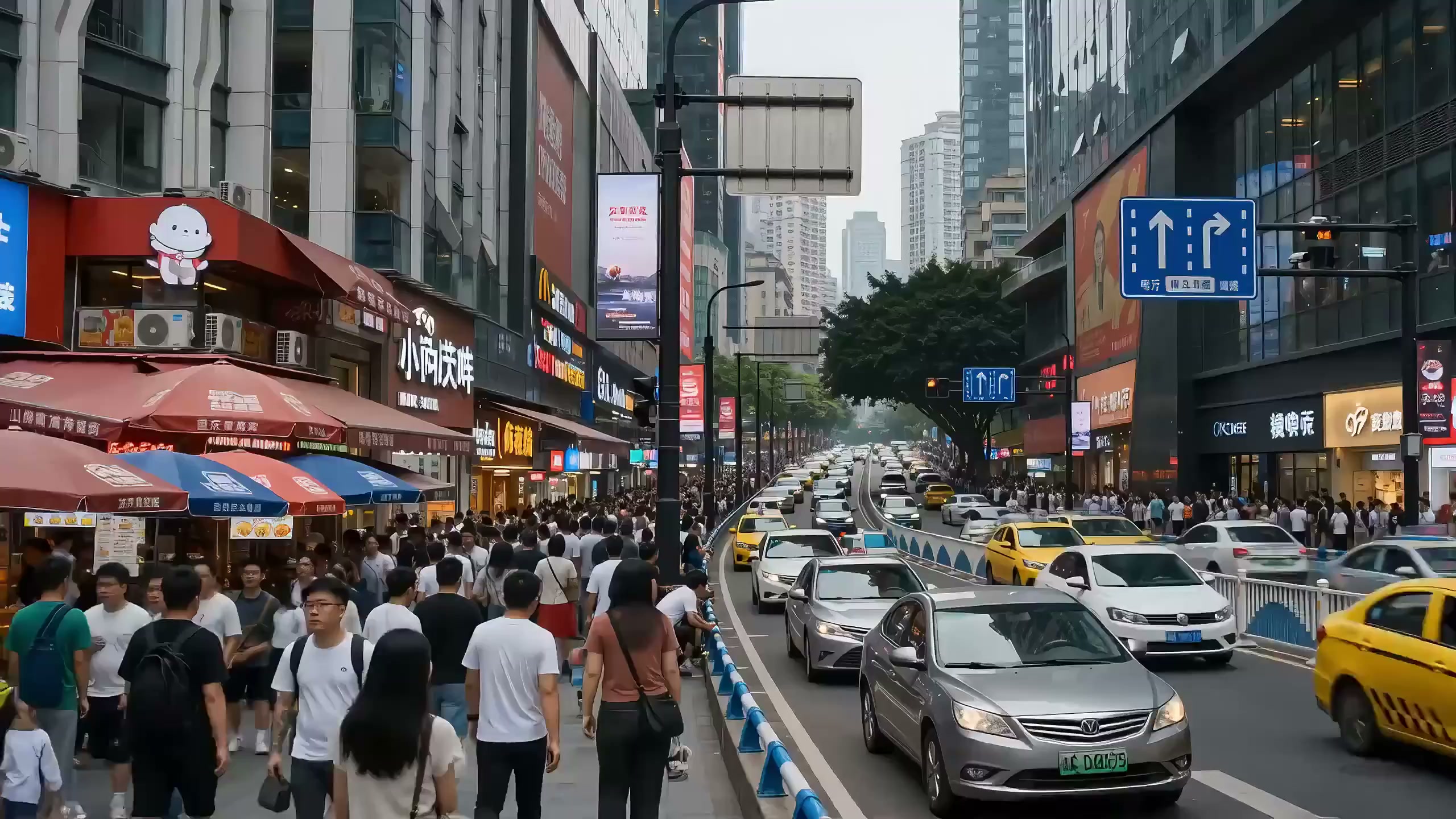 洪崖洞惊现哥斯拉级巨型橘猫 1