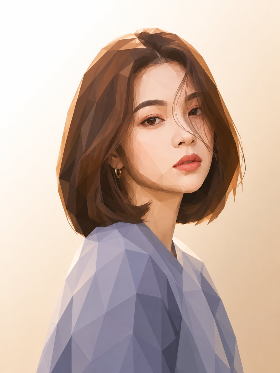 半身低多边形肖像插画 2