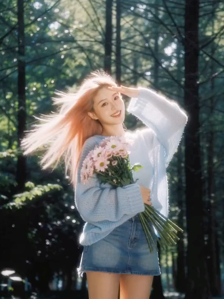 朦胧复古光影下的森林甜美少女 1