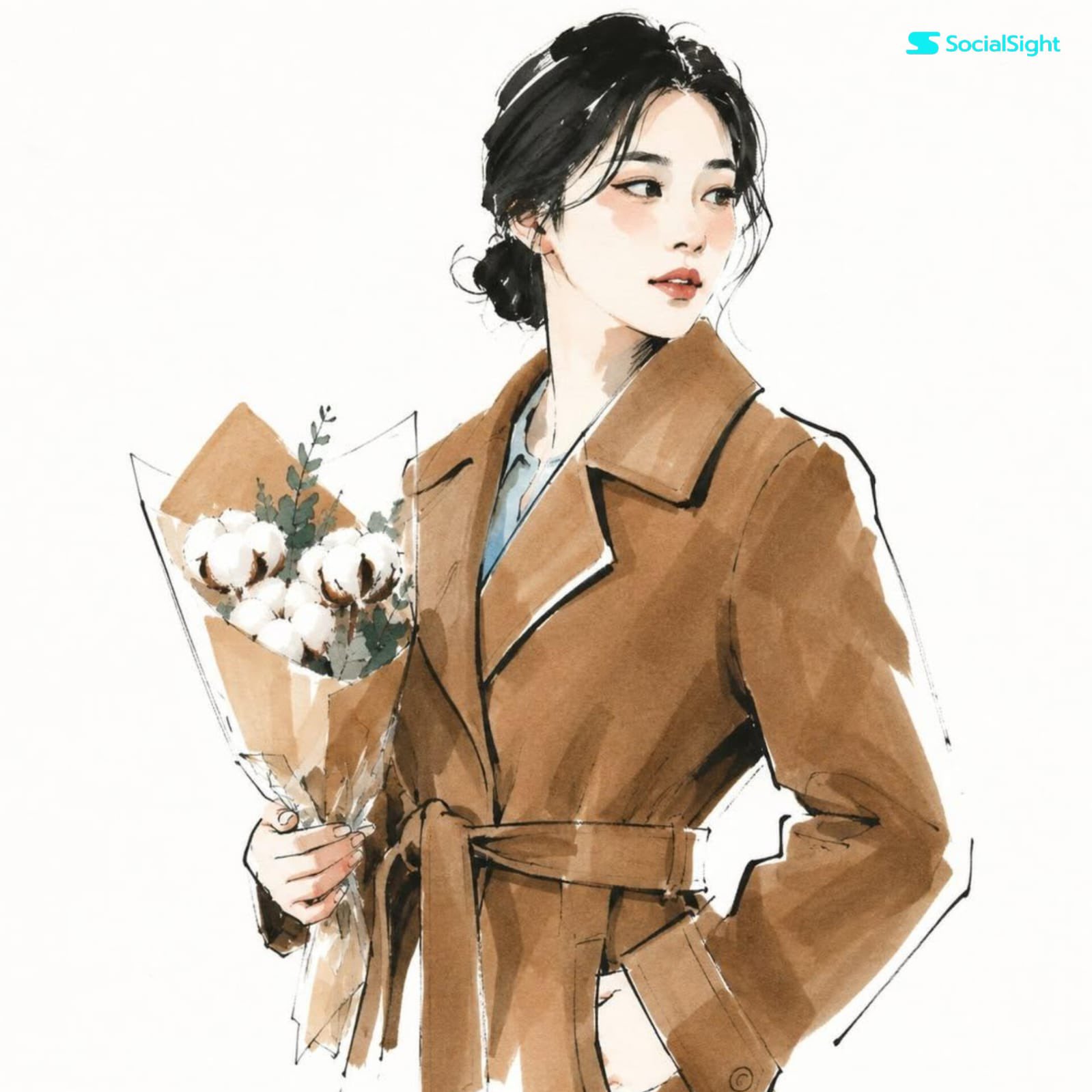 高级时装手绘插画提示词 2