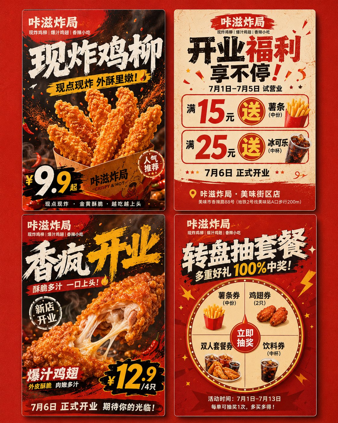本地生活门店开业营销海报四图生成 2