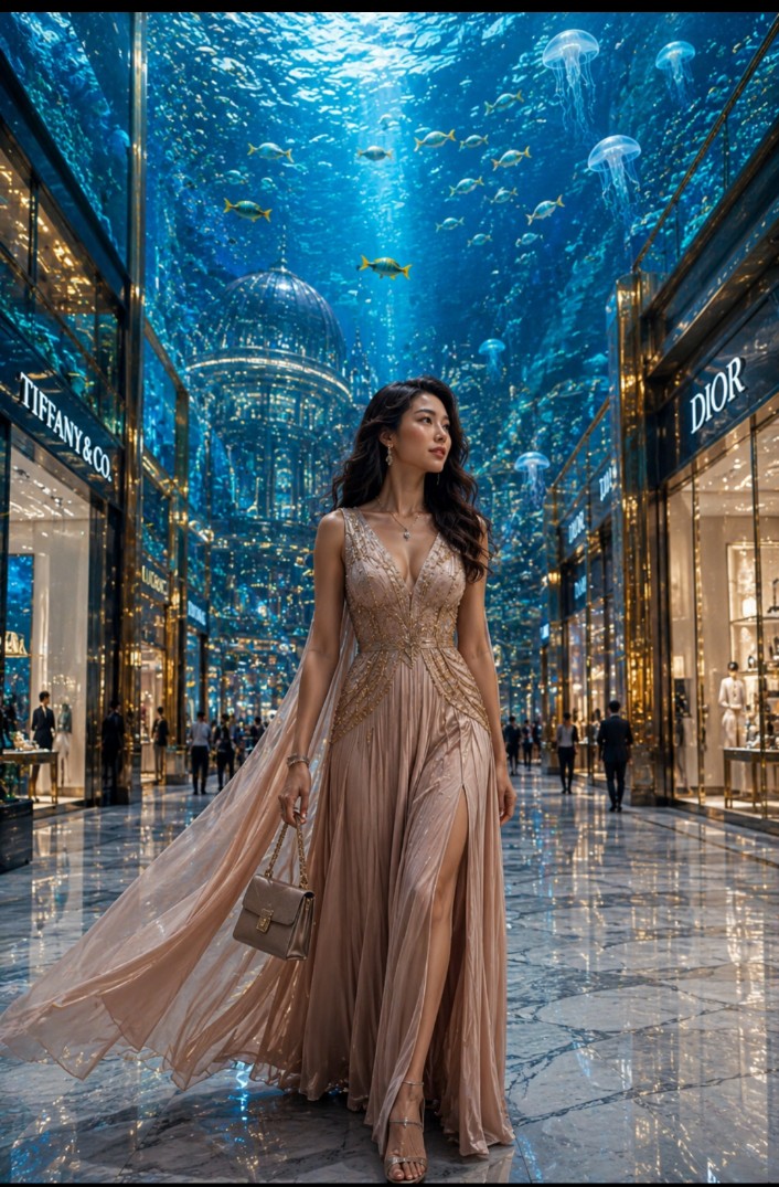奢华未来主义水族城市女性人像 2