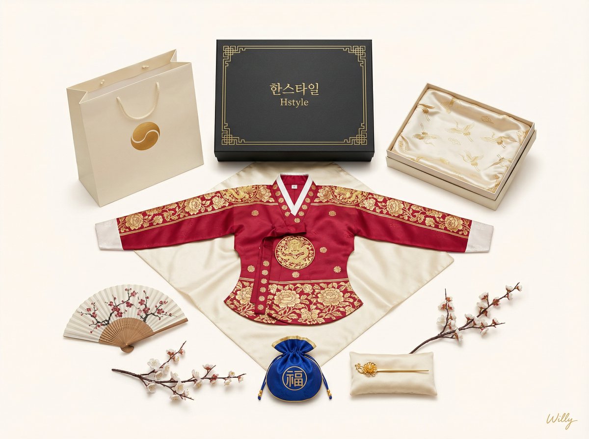 奢华韩服传统工艺完美对称商业摄影