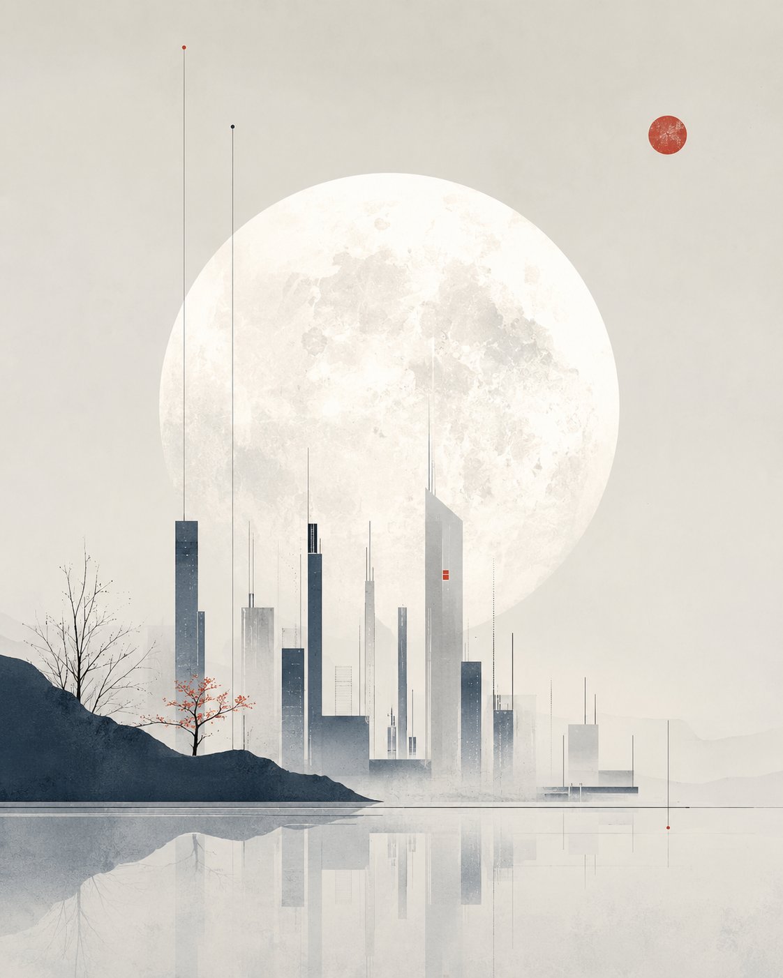 现代极简杂志风高级留白插画提示词 2