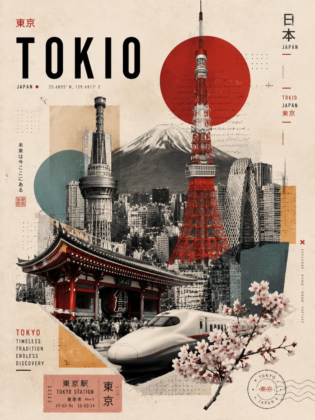 现代复古旅行拼贴海报 2