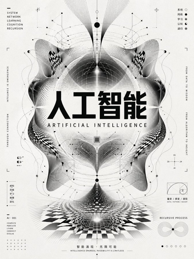 黑白光学抽象概念海报设计 2