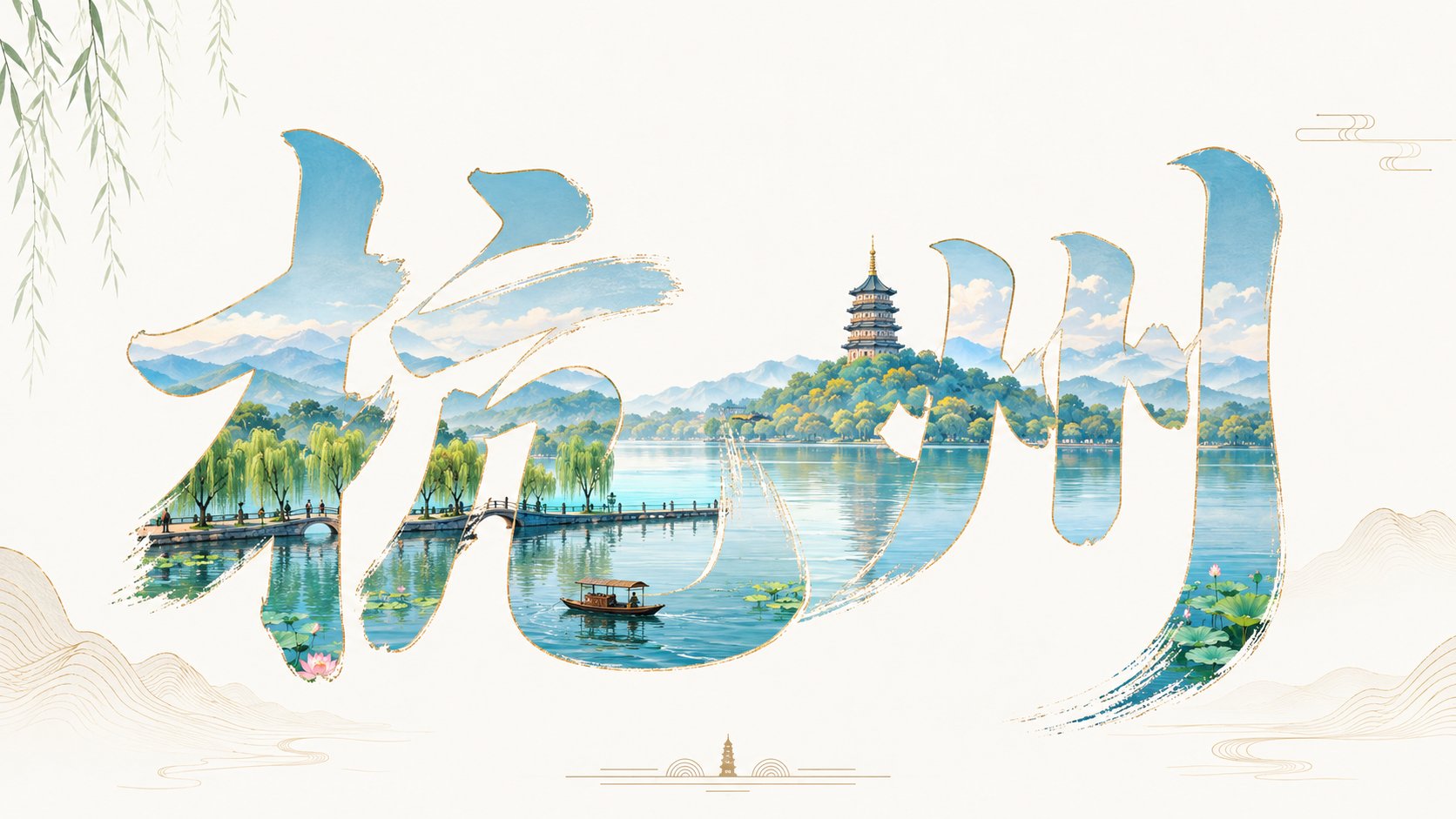 新中式手写汉字遮罩城市视觉海报 2