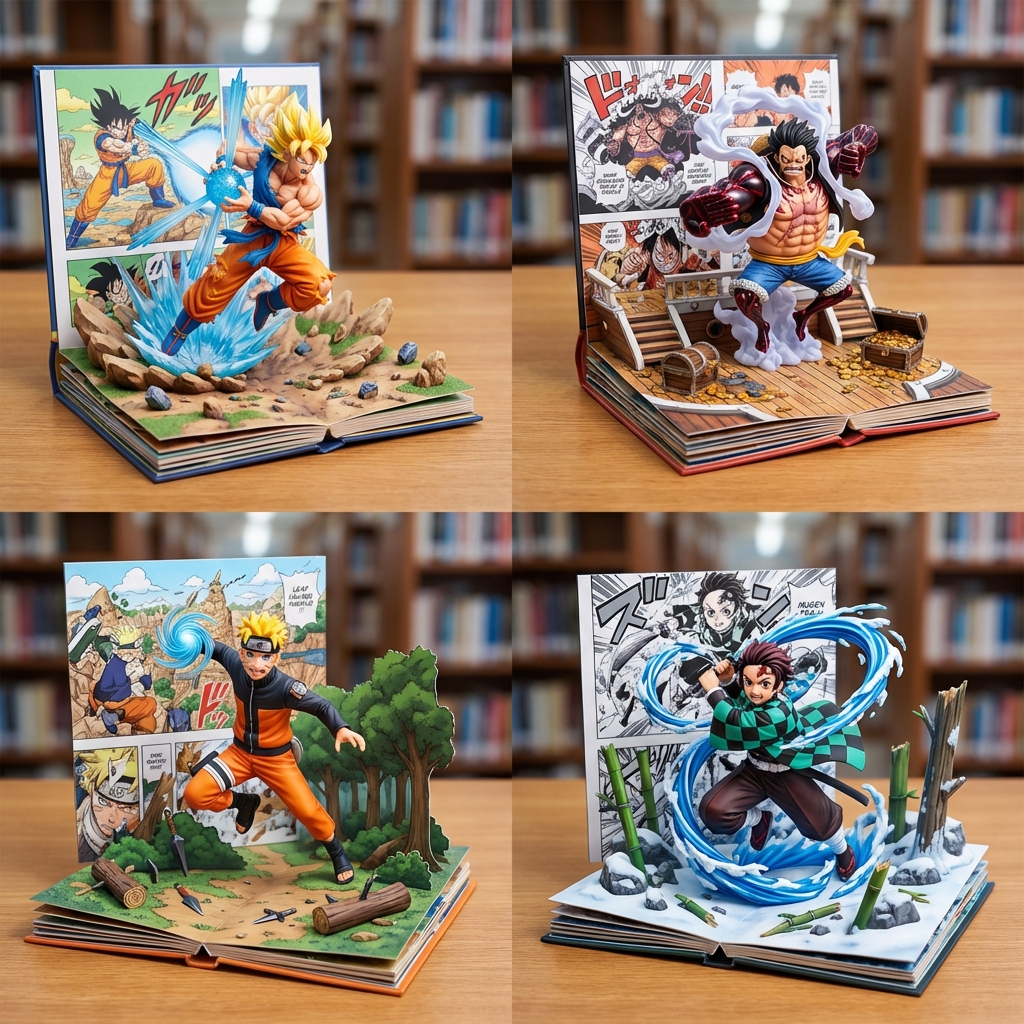 立体书风格的漫画角色3D模型艺术