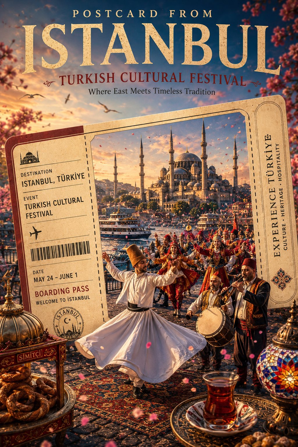 登机牌3D文化体验旅游海报 2