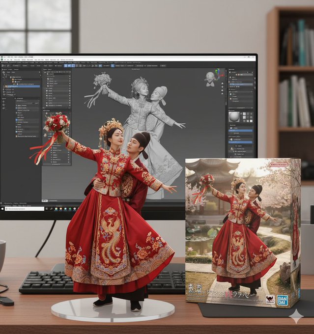 手办-ZBrush建模屏显与万代风格包装盒