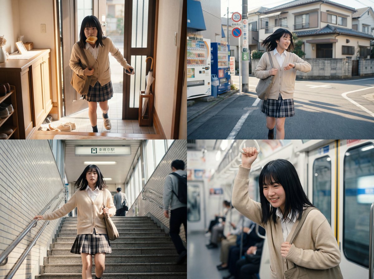 日系少女赶地铁