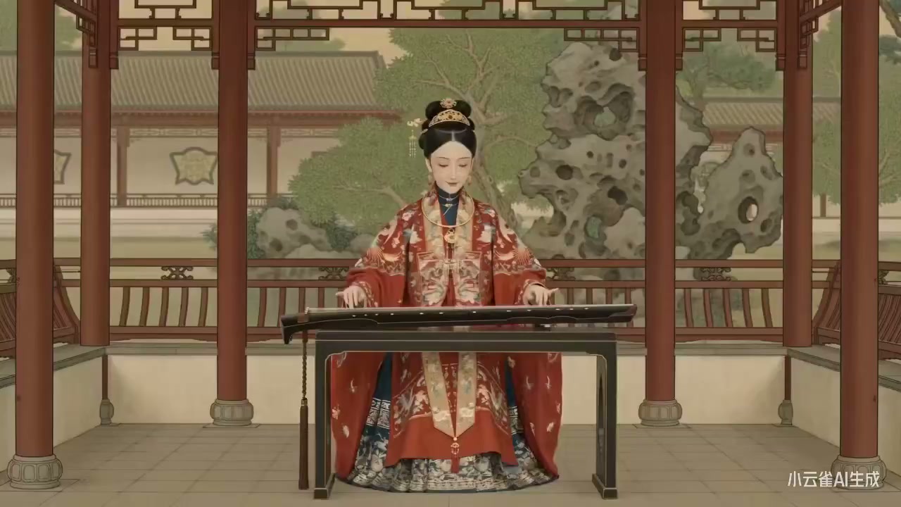 仇英百美图 AI 复原:重彩工笔下的仕女嬉春 1