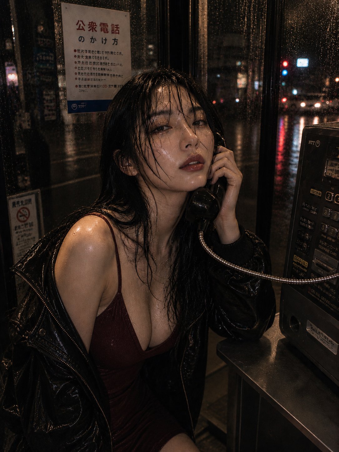 雨夜电话亭微醺日系私房写真 2