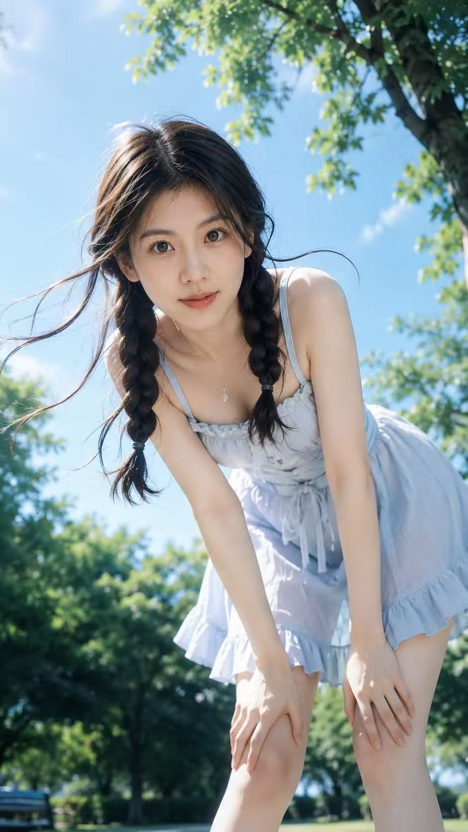户外夏日公园写实人像摄影提示词 2
