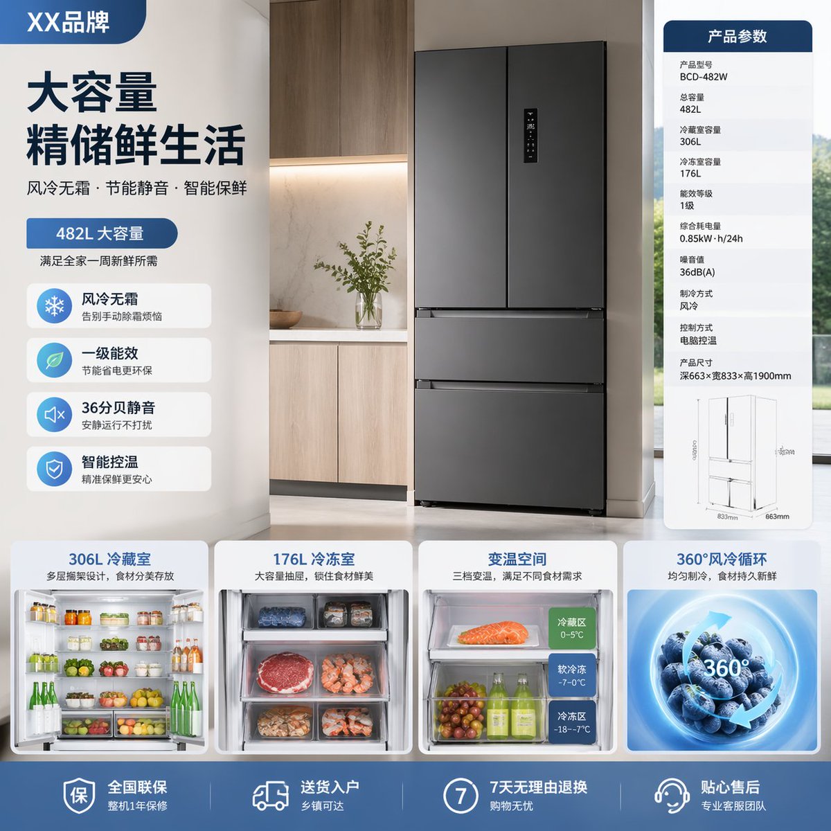 冰箱电商产品展示图