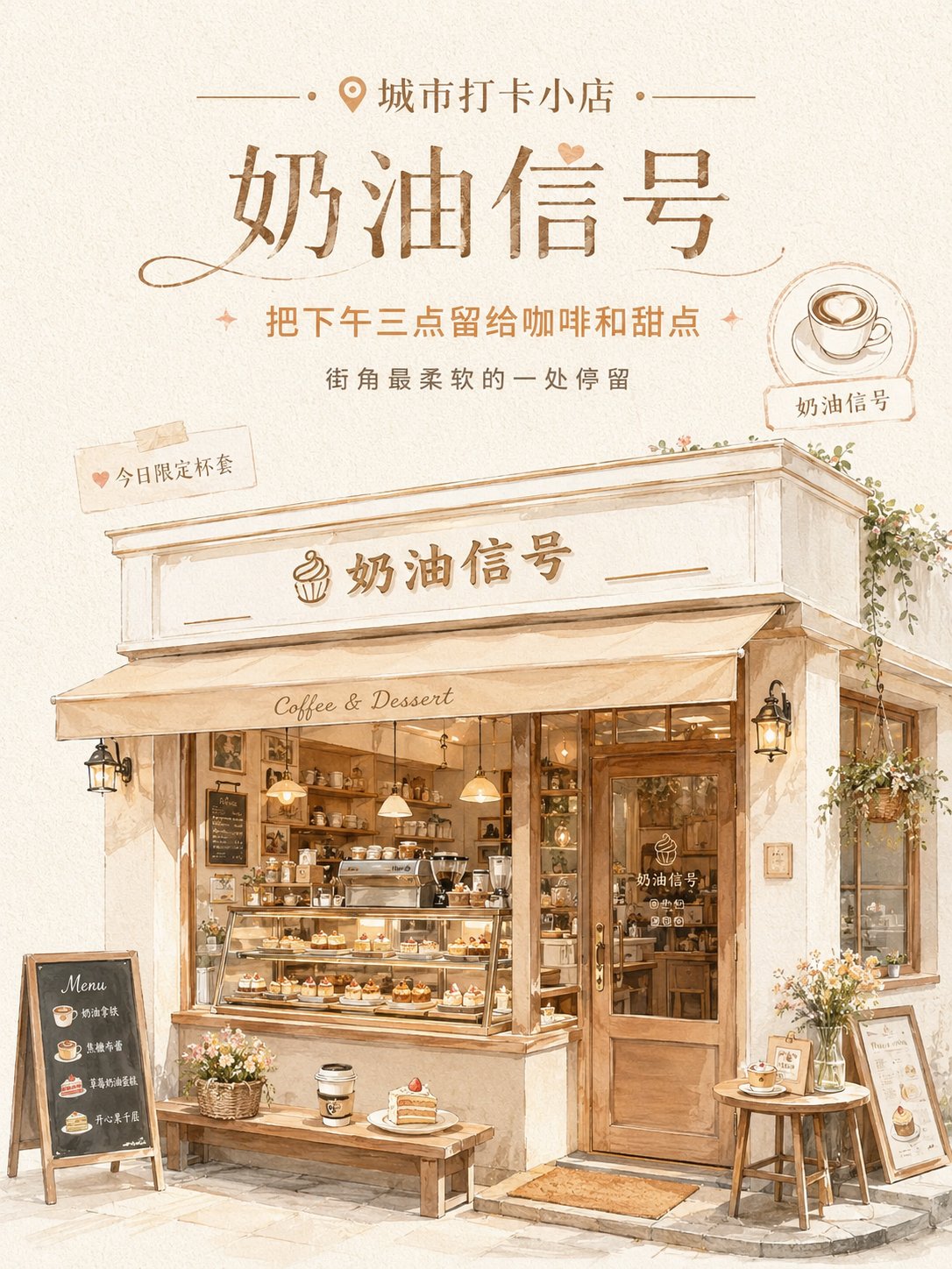 半写实手绘门店打卡海报生成 2