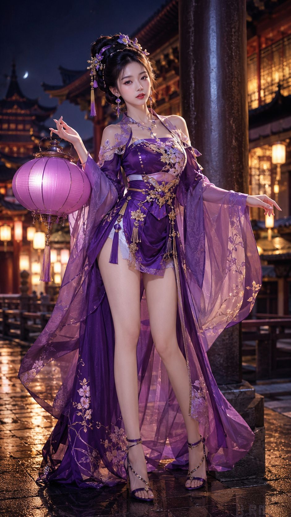 18岁网红美女侧开衩唐风华丽汉服 2