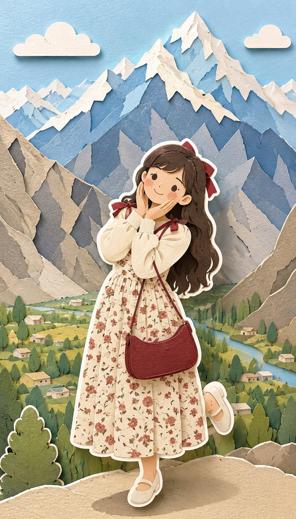 柔和手工纸雕立体透视插画 2