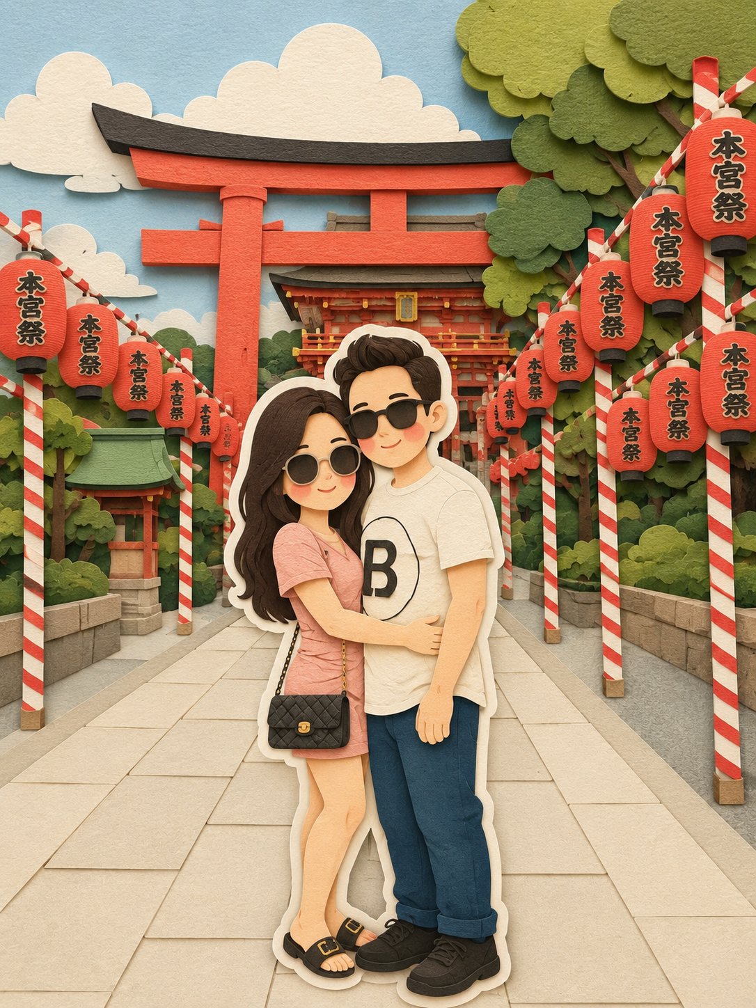 柔和立体手工剪纸插画风格 2