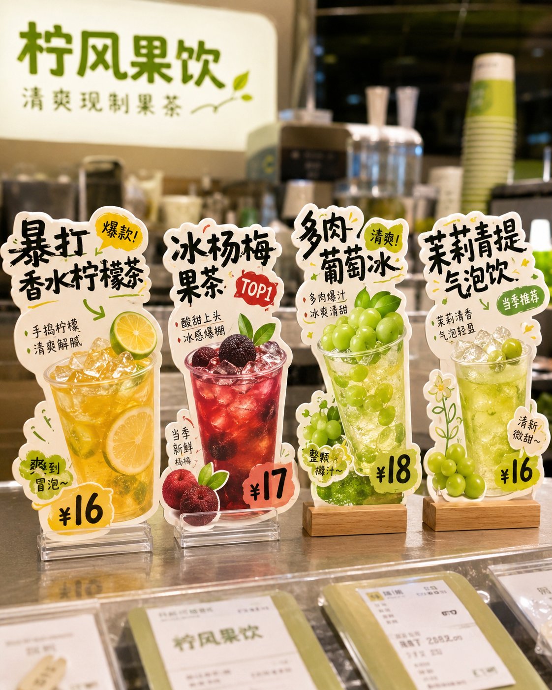 门店异形桌牌白底排版展示图 2