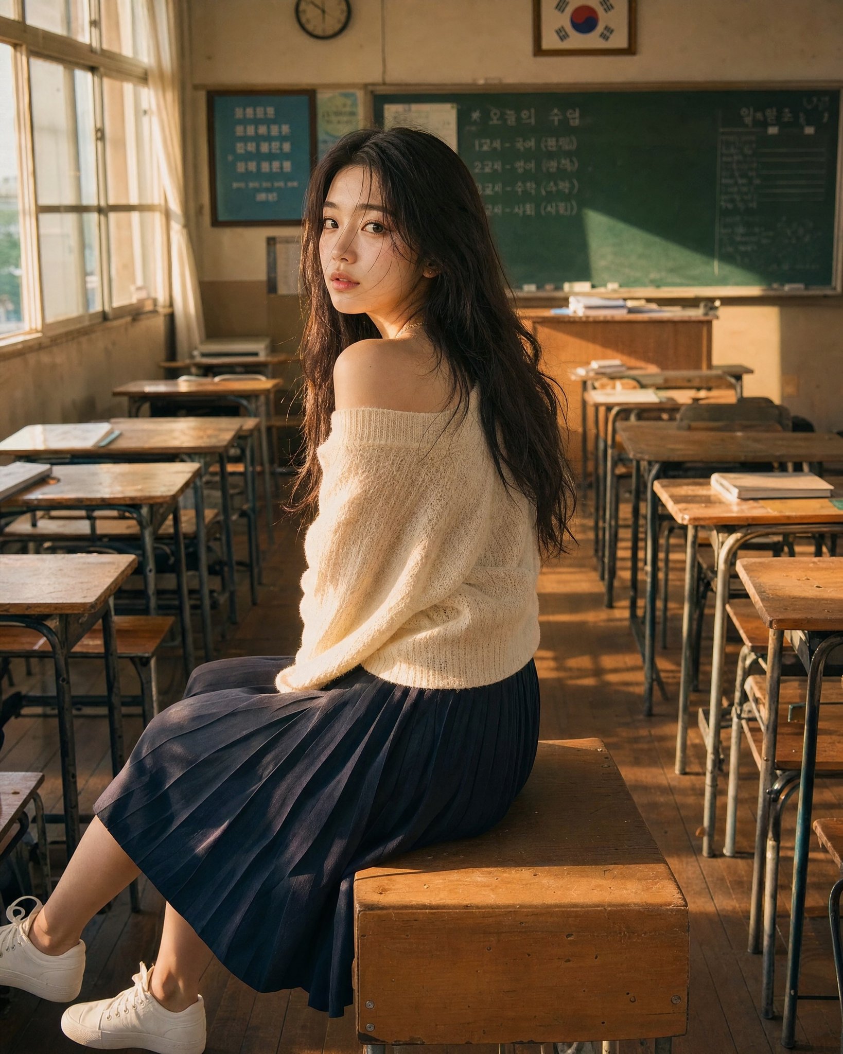 超现实韩国女性黑板写字肖像 2