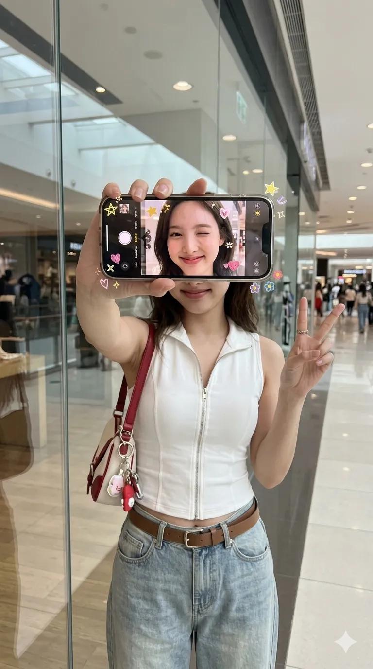 手机遮脸玻璃窗反射超写实人像 2