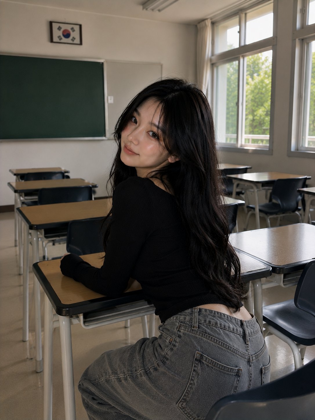 韩国教室窗边唯美女性肖像 2