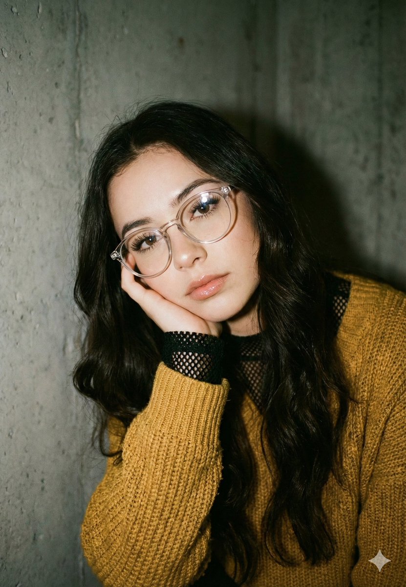 暖调光影下的慵懒针织衫少女