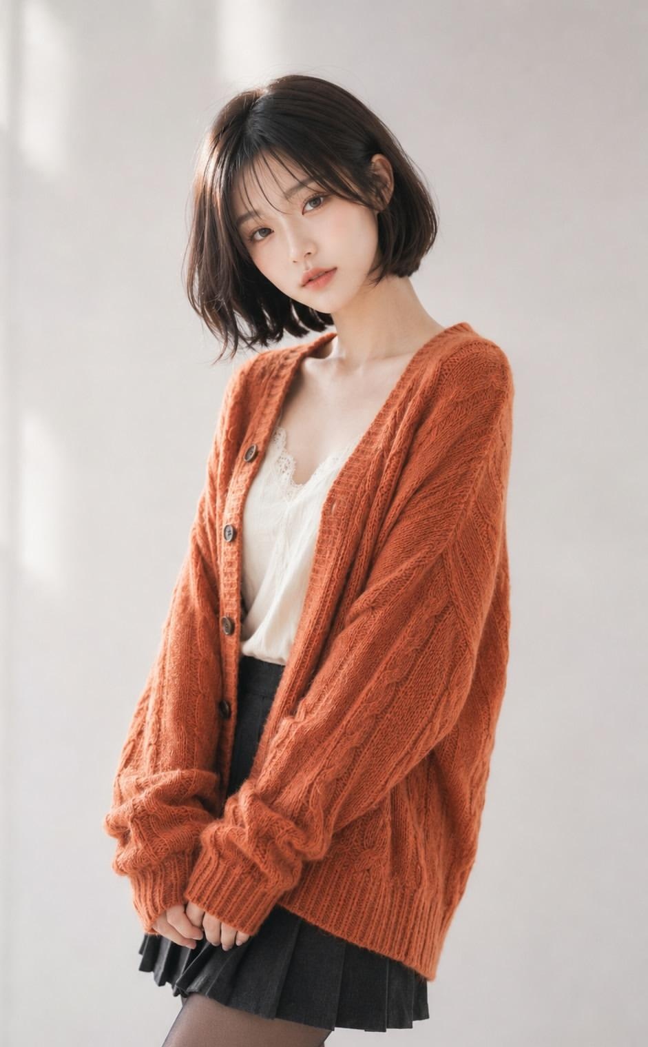 棕色波波头女性精致韩系人像 2