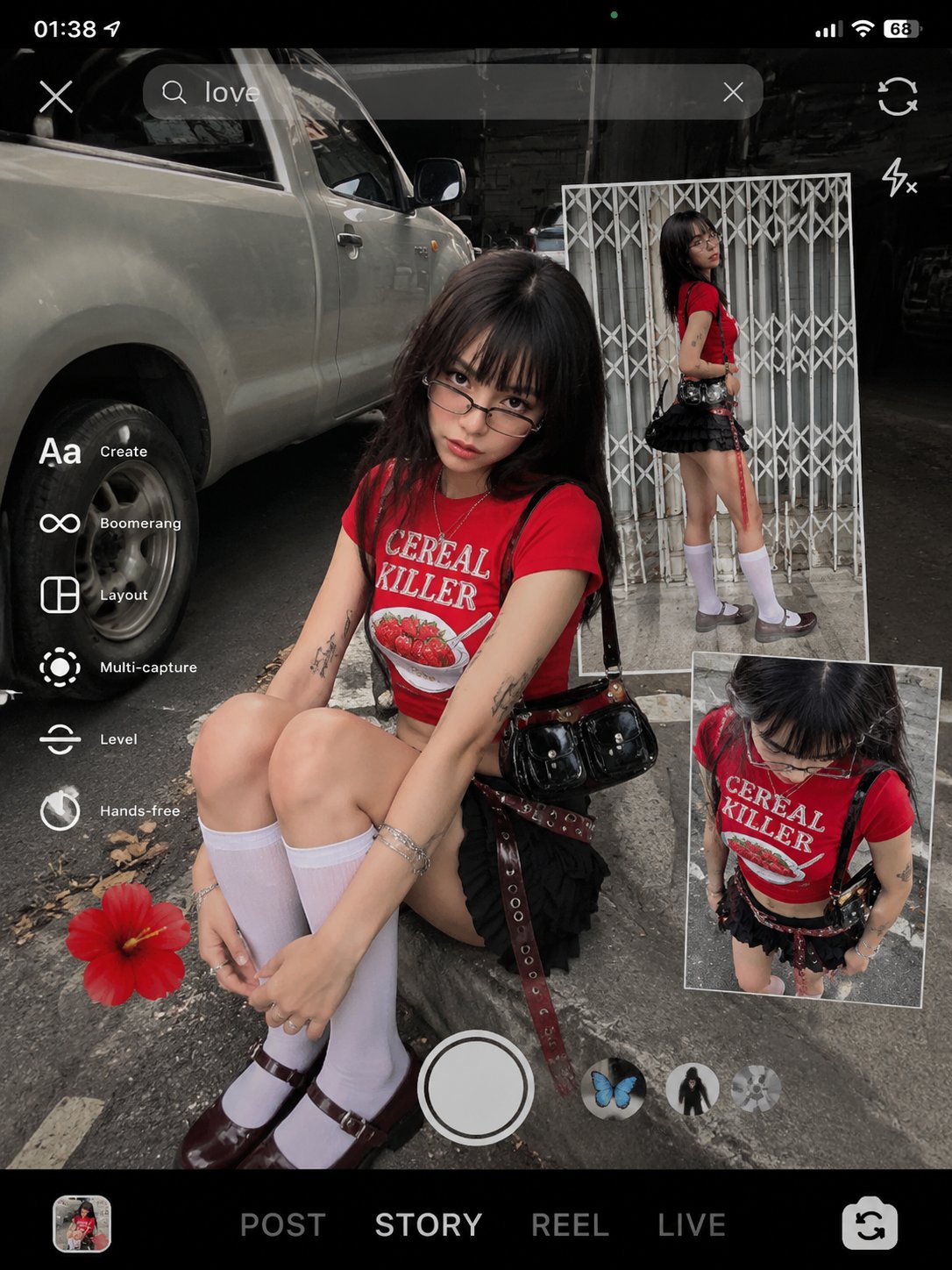 街头拼贴风红色草莓T恤Y2K女孩 2
