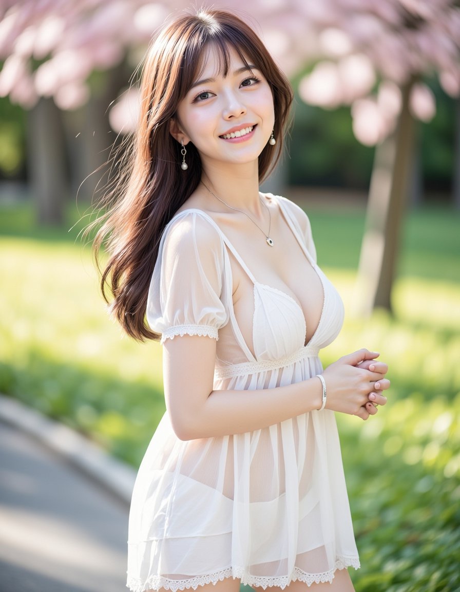 春日公园白色碎花超短裙少女 2