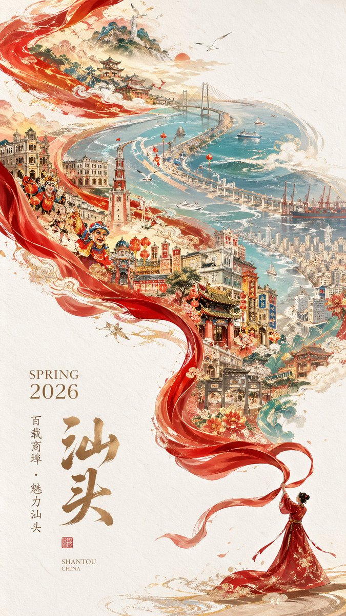 史诗级中国城市风光丝带海报