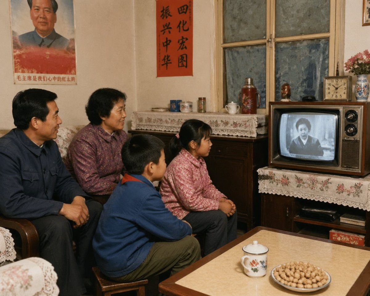 20 世纪 80 年代中国家庭看电视