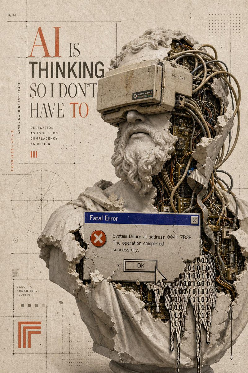 AI 思考古典半身像海报