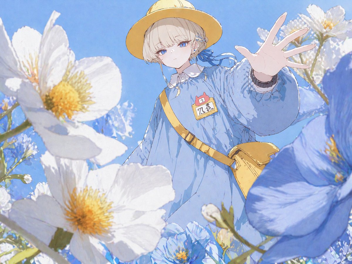动漫少女穿过花丛