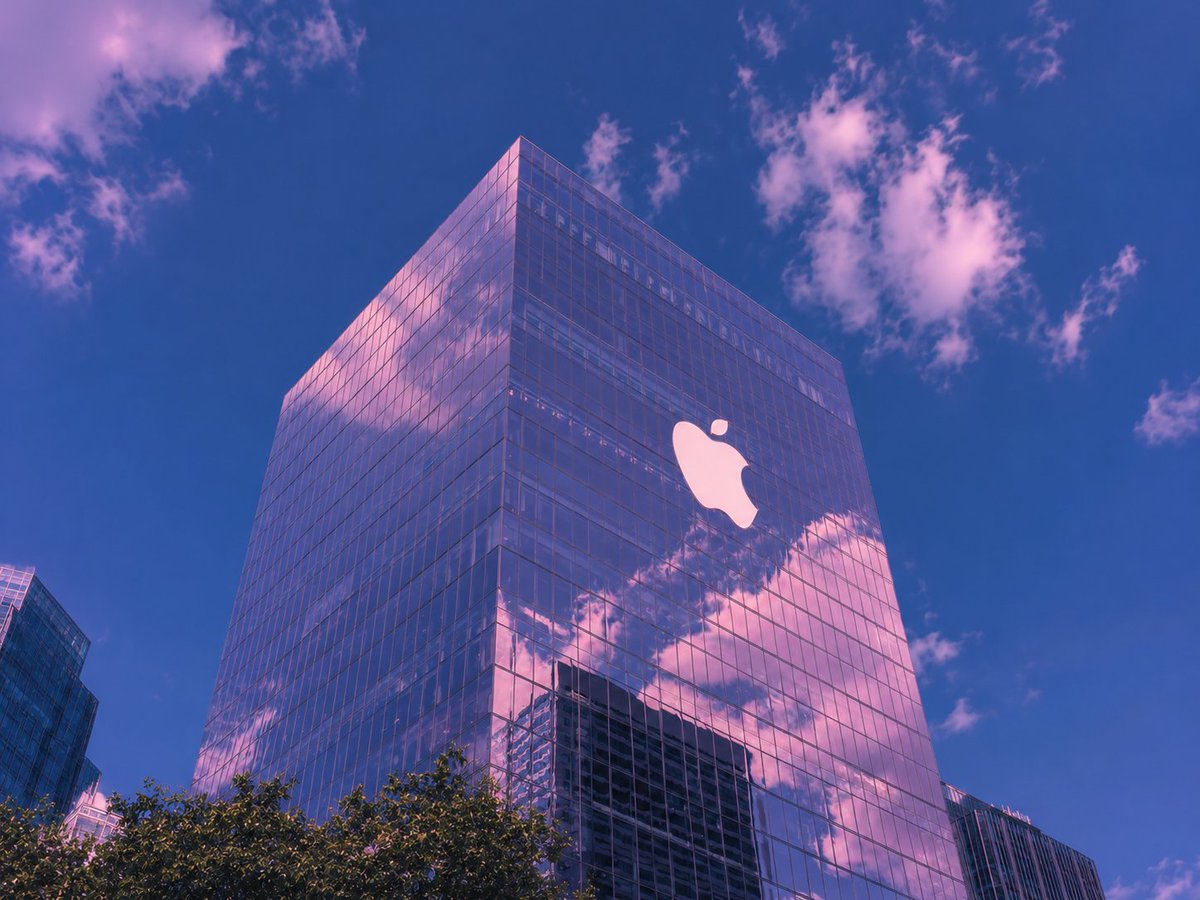 Vaporwave 风格 Apple 玻璃塔